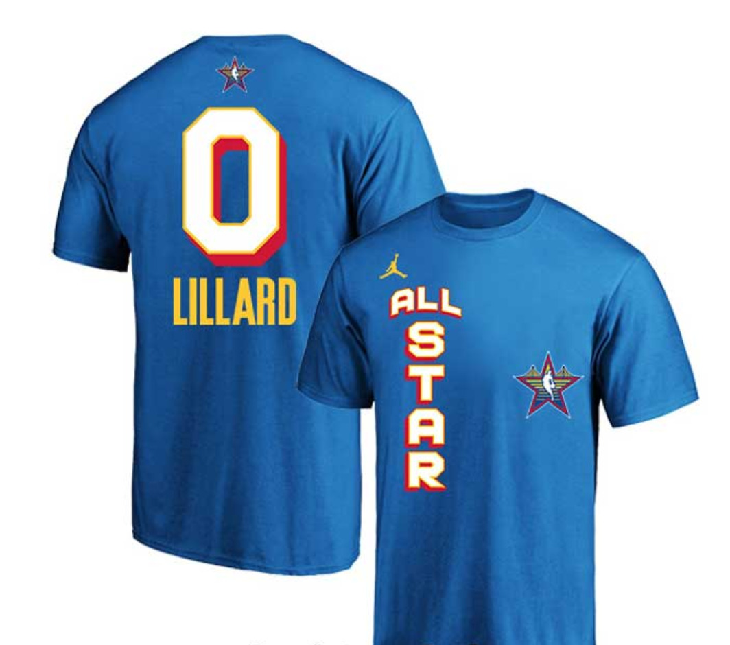 Men 2025 NBA all Star #0 Lillard blue T Shirt->nba t-shirts->Sports Accessory